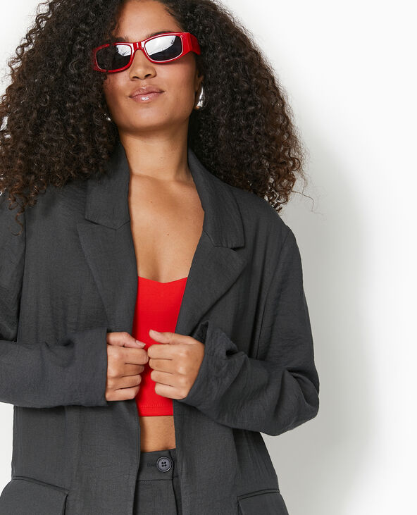 Veste blazer souple en tissu fluide gris foncé - Pimkie
