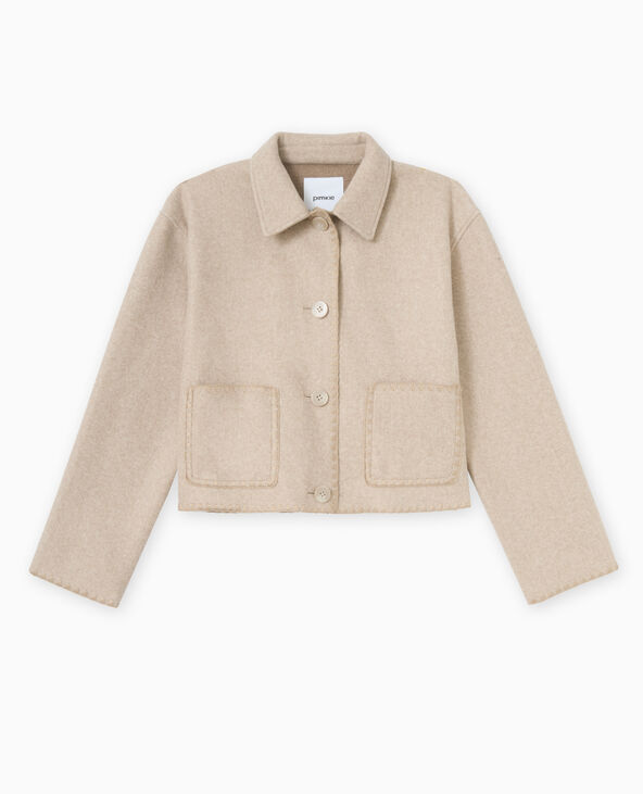 Manteau court avec coutures fantaisies beige - Pimkie
