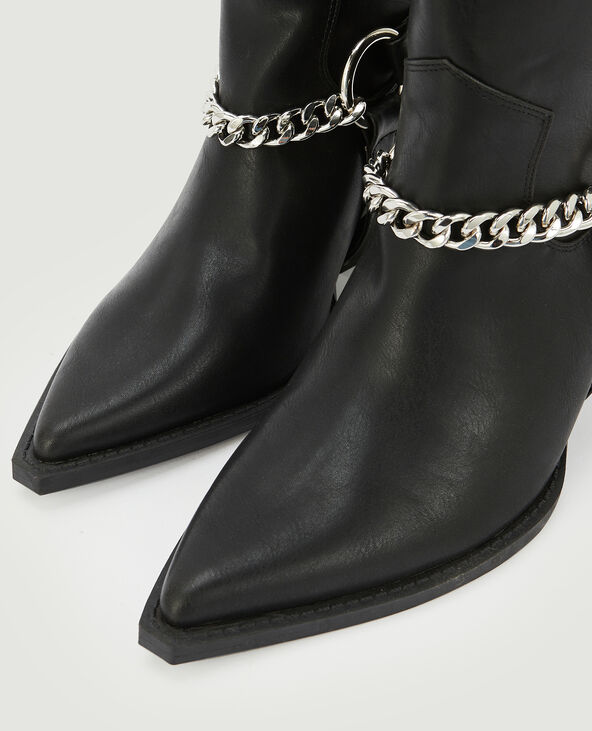 Santiags courtes avec chaîne noir - Pimkie
