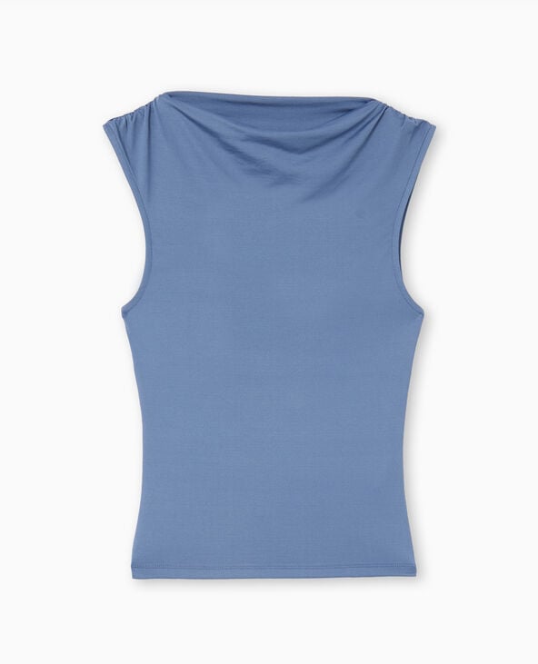 Top sans manches encolure drapée bleu - Pimkie