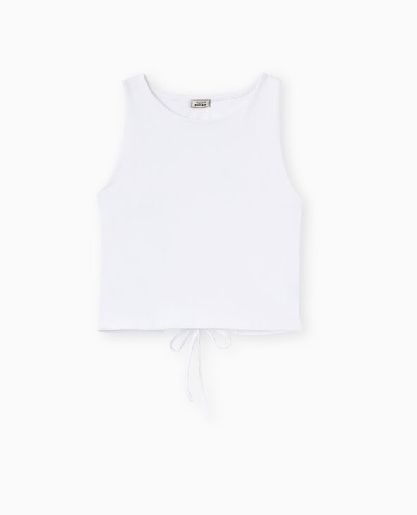 Top court avec cut out et laçage dos blanc - Pimkie