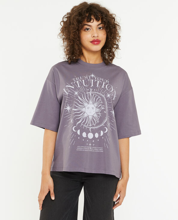 T-shirt oversize avec grand print devant lilas - Pimkie