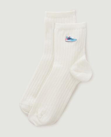 Paire de chaussettes avec broderie écru - Pimkie