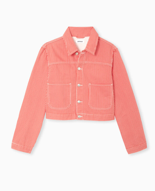 Veste courte en toile avec fines rayures rouge - Pimkie