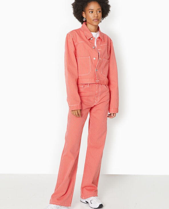 Veste courte en toile avec fines rayures rouge - Pimkie