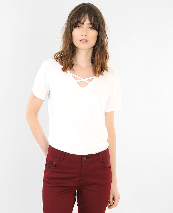 T-shirt col croisé blanc - Pimkie