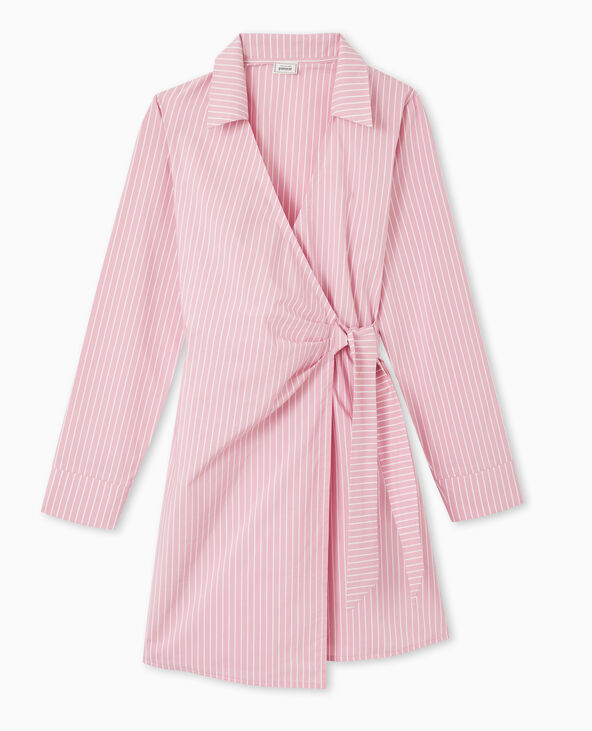 Robe cache-cœur courte rayée Rose poudré - Pimkie