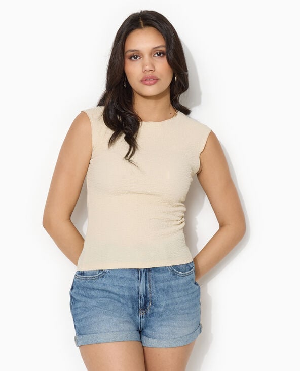 Top sans manches en tissu reliefé blanc - Pimkie