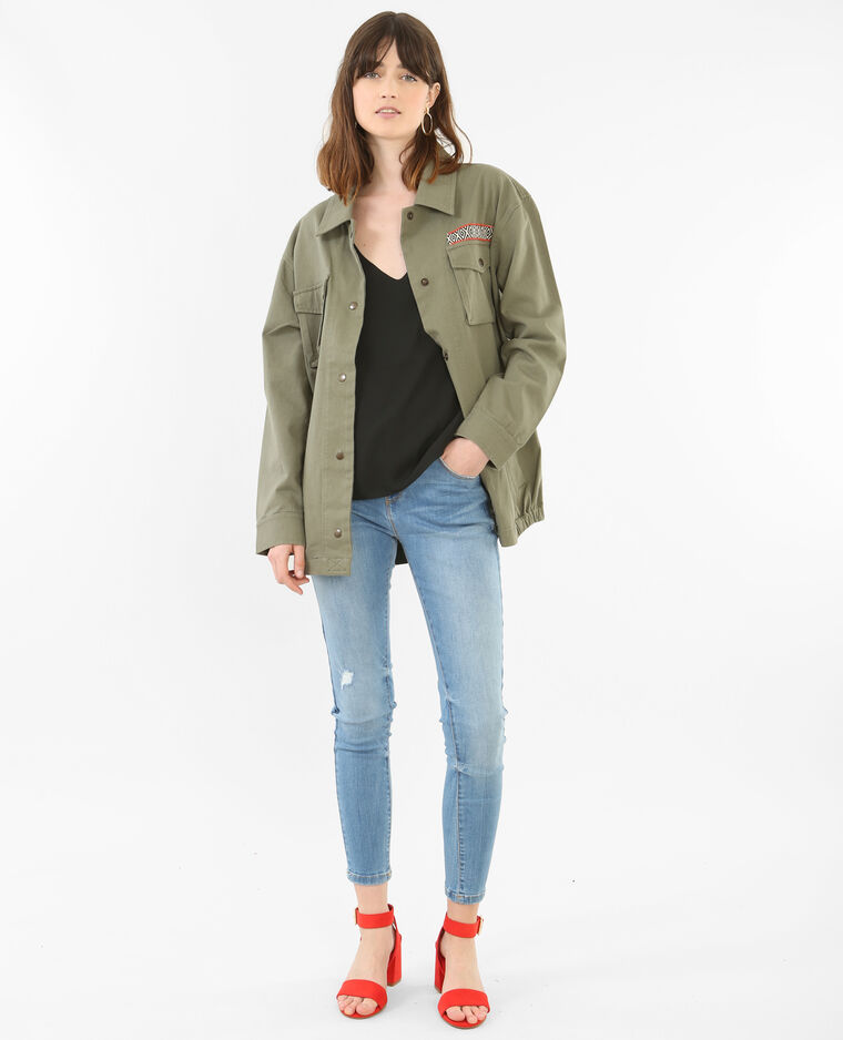 Veste longue ethnique vert kaki - Pimkie