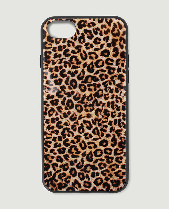 Coque iPhone en plastique rigide motif léopard marron - Pimkie