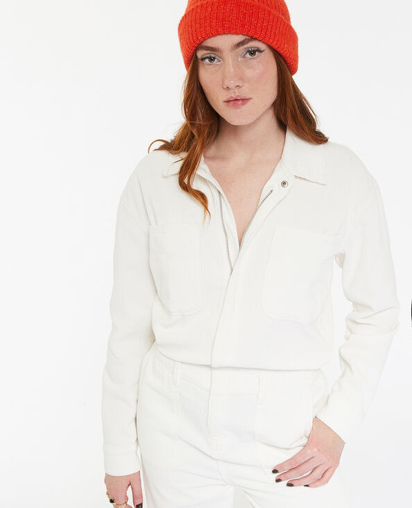 Combinaison pantalon en velours blanc - Pimkie