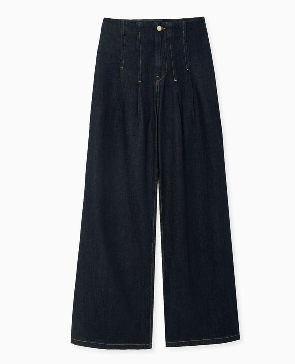 Jean wide taille haute avec pinces bleu - Pimkie