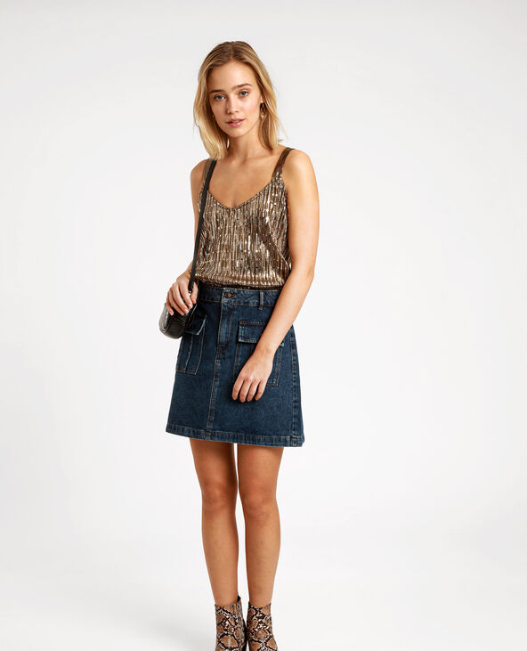 Jupe courte en jean bleu marine - Pimkie