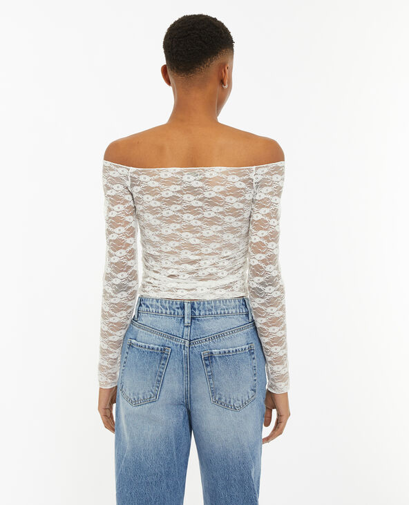Top en dentelle encolure Bardot blanc - Pimkie