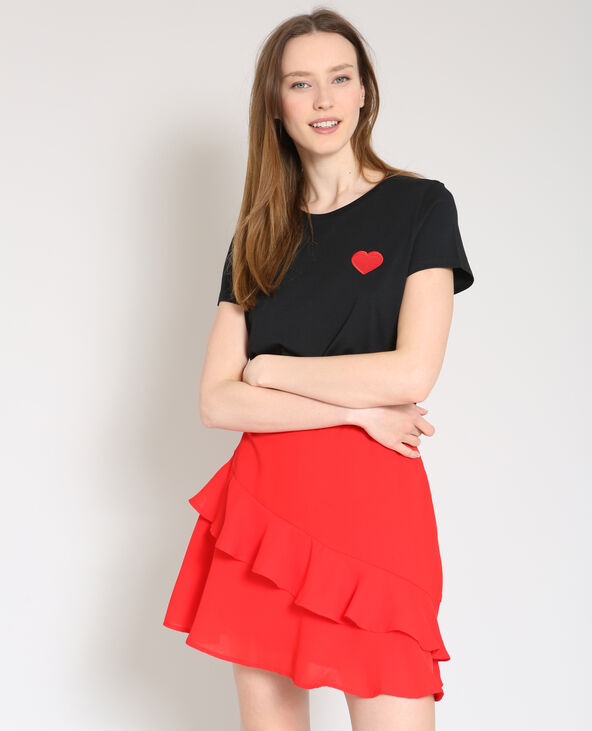 T-shirt brodé noir - Pimkie