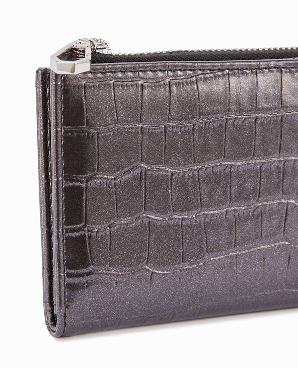 Porte-monnaie effet croco noir - Pimkie