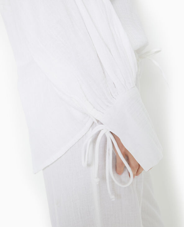 Blouse ample en gaze de coton blanc - Pimkie