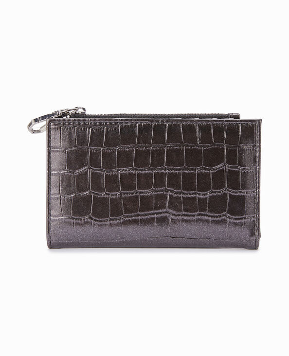 Porte-monnaie effet croco noir - Pimkie