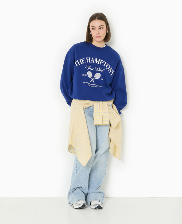 Sweat col rond avec grand print devant bleu marine - Pimkie