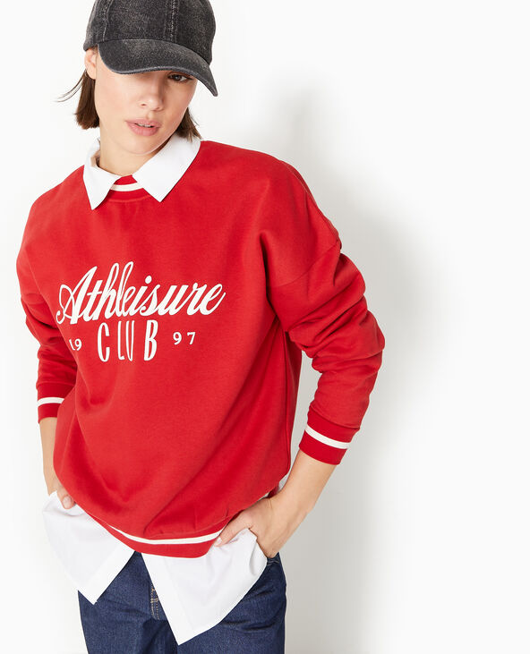 Sweat en molleton avec flocage rouge - Pimkie