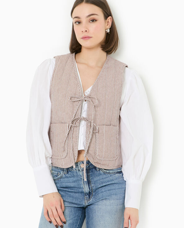 Veste sans manches matelassée avec rayures marron - Pimkie