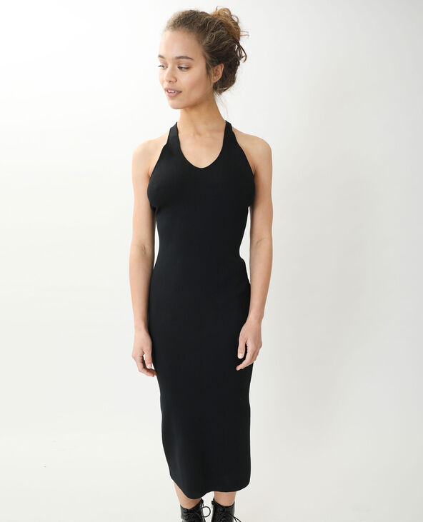 Robe moulante store noir longue