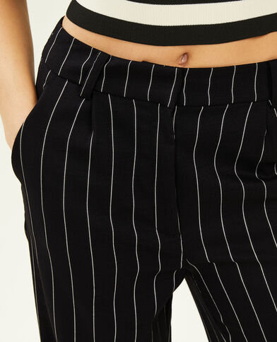 Pantalon droit et large effet lin noir - Pimkie