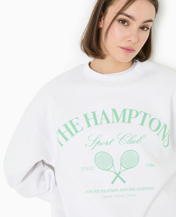 Sweat col rond avec grand print devant blanc - Pimkie