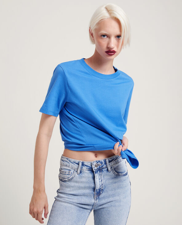 T-shirt basique col rond bleu électrique - Pimkie