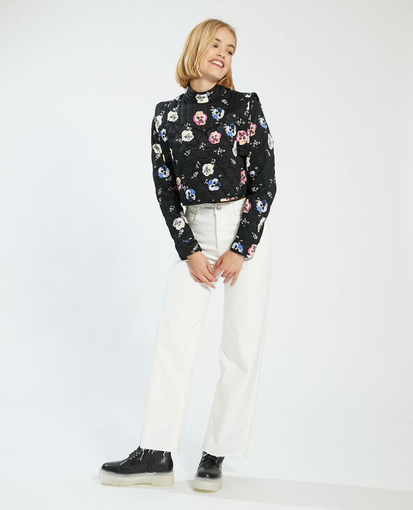 Sweat matelassé à fleurs noir - Pimkie