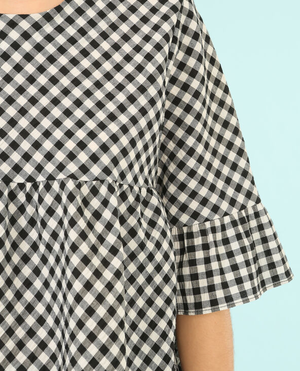 Blouse popeline vichy blanc - Pimkie