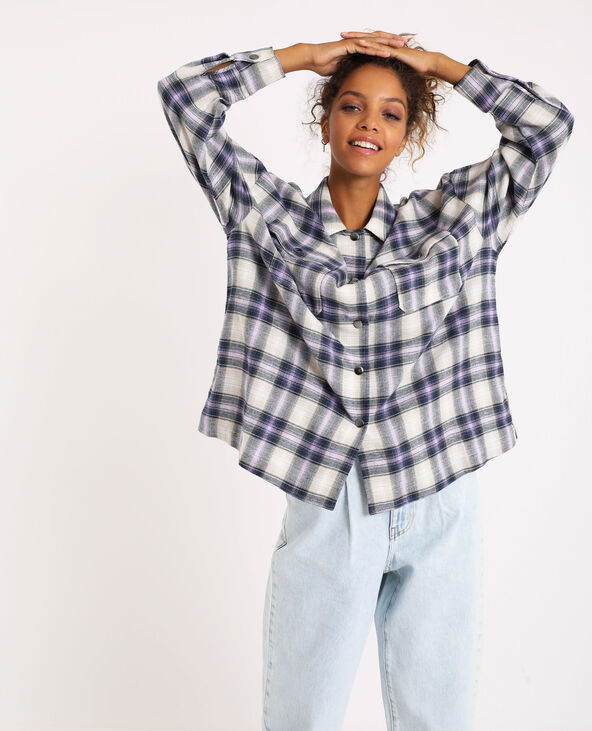 Chemise oversized à carreaux blanc - Pimkie