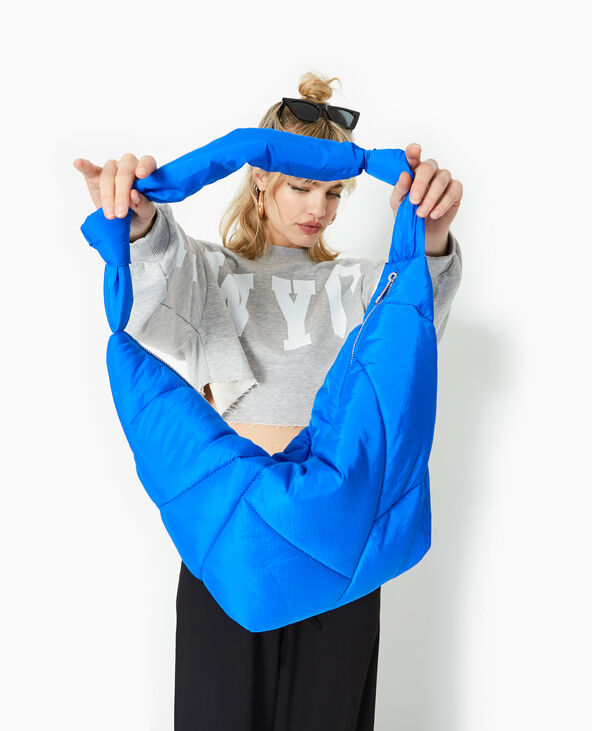 Grand sac en matière matelassé bleu électrique - Pimkie
