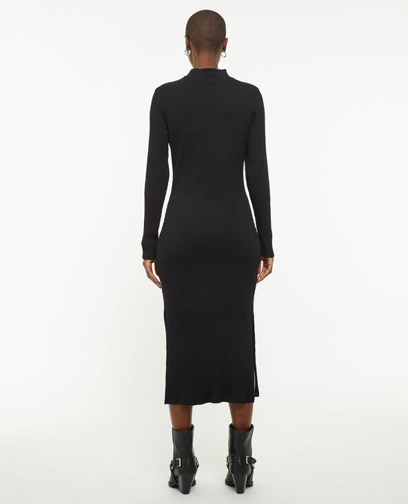 Robe midi moulante en maille côtelée noir - Pimkie