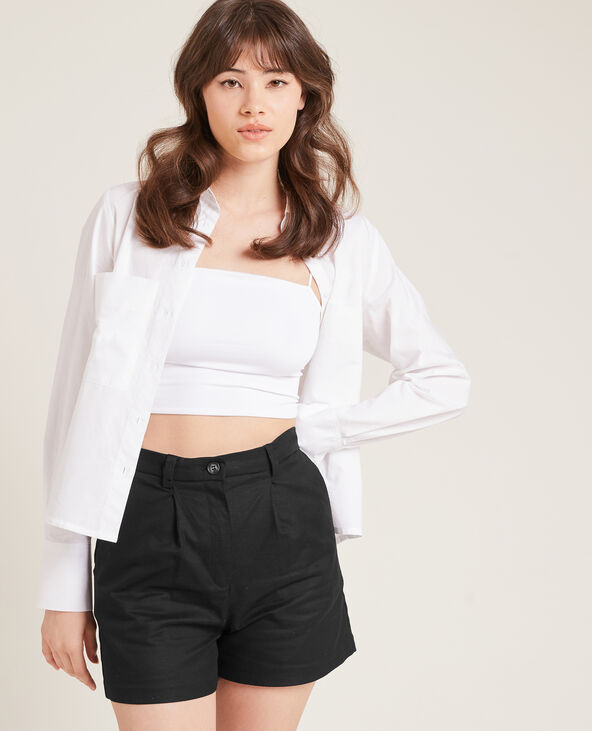 Short en toile taille haute noir - Pimkie