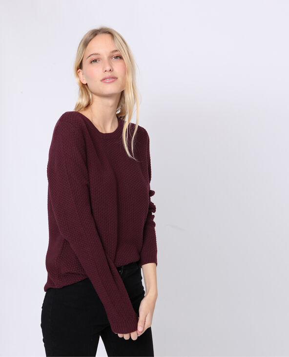 Pull en maille fantaisie bordeaux - Pimkie
