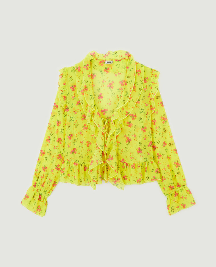 Blouse avec nouette et volants jaune - Pimkie