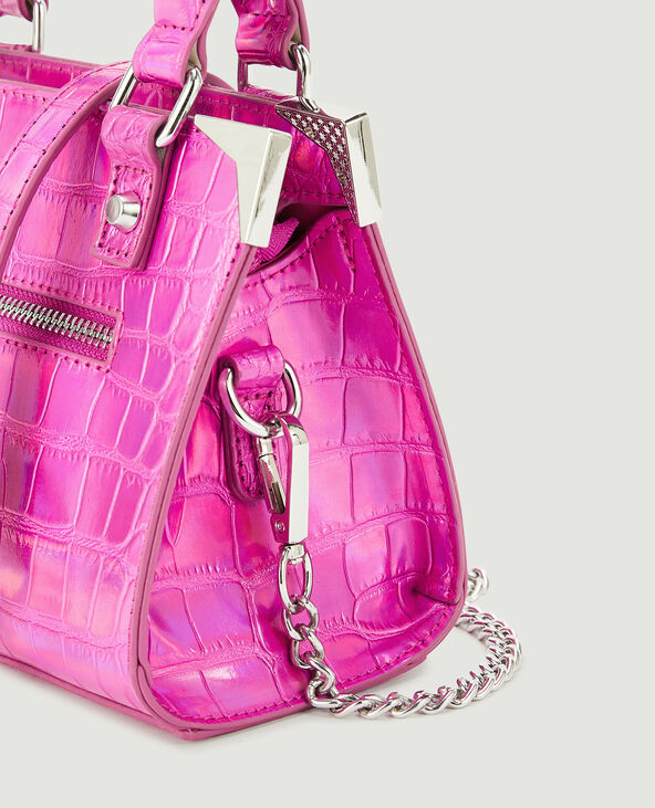 Sac boxy effet croco shiny rose - Pimkie