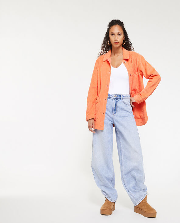 Surchemise en velours grosses côtes orange - Pimkie