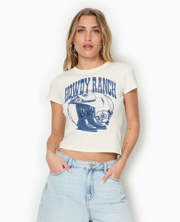 T-shirt ajusté avec print blanc - Pimkie