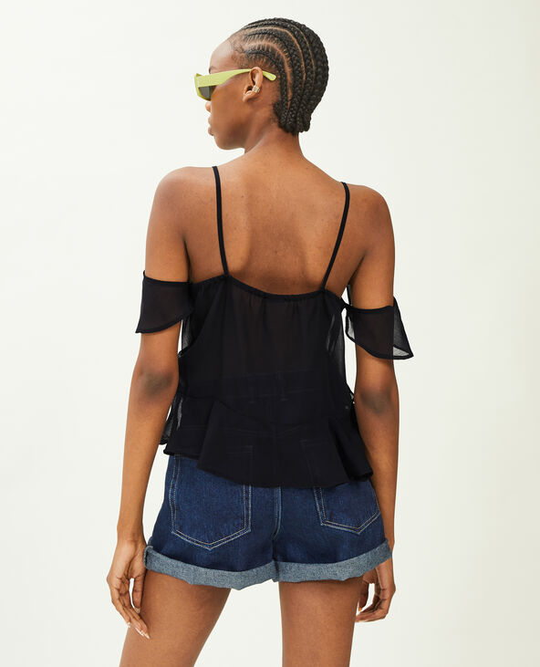 Top avec volants noir - Pimkie