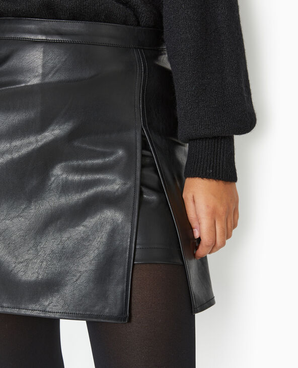 Jupe-short courte en simili cuir noir - Pimkie