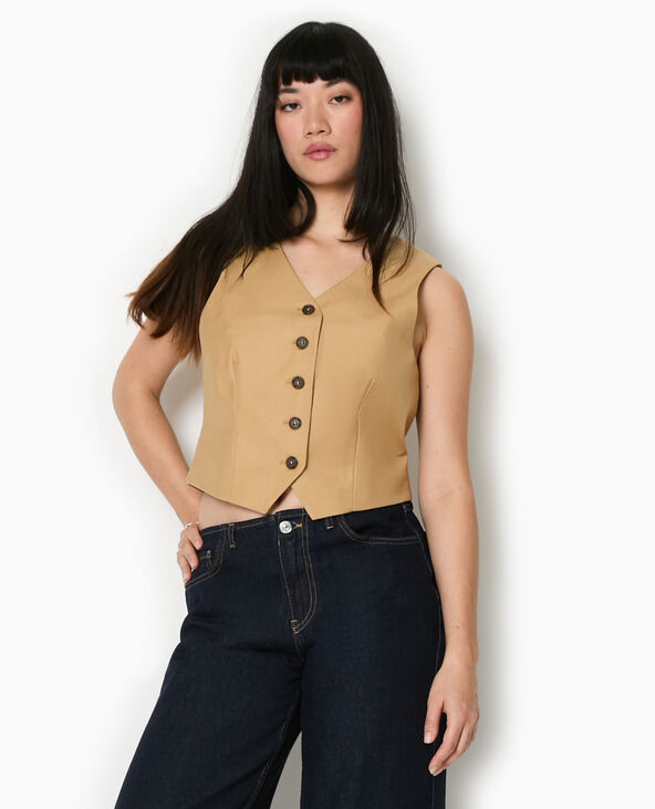Gilet de barman boutonné camel - Pimkie