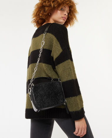 Sac boxy avec bandoulière grosse chaîne noir - Pimkie