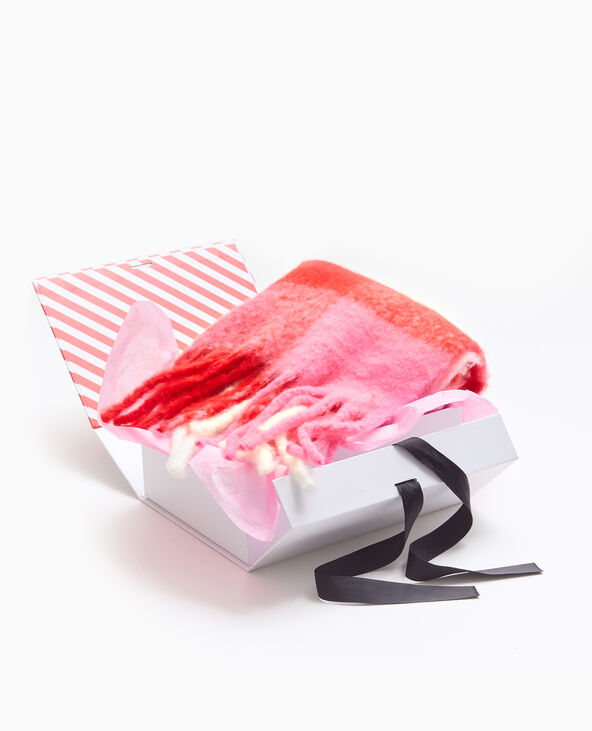 Box cadeau avec grande écharpe à carreaux rose - Pimkie