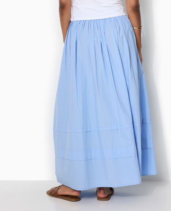 Jupe longue en popeline avec ceinture élastiquée bleu - Pimkie