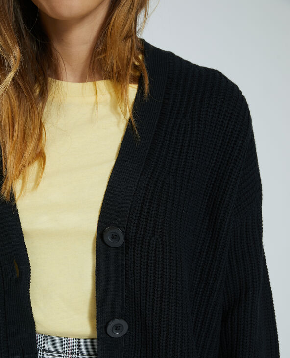 Gilet grosse maille noir - Pimkie