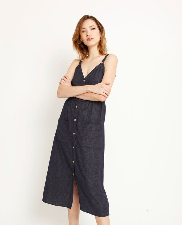 Robe longue boutonnée bleu - Pimkie