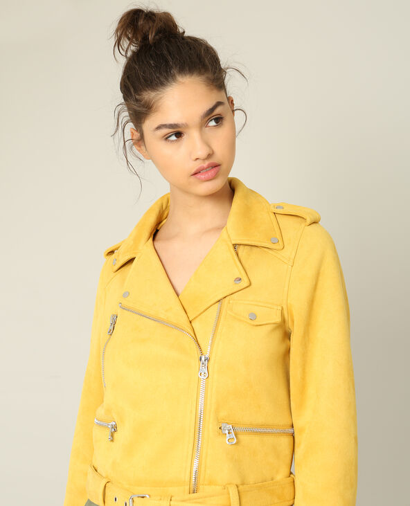 Veste biker suédine camel - Pimkie