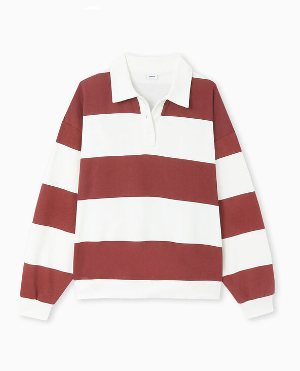 Sweat à rayures avec col polo bordeaux - Pimkie